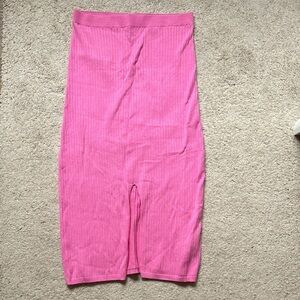 Pink Ribbed Midi Skirt NWOT